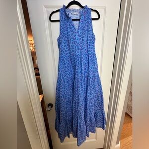 MAHI GOLD Blue Dress with Pink Leopard Print